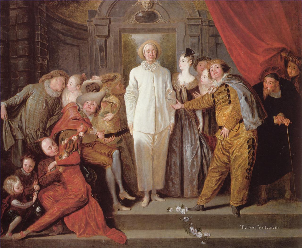 Les Comediens italiens Jean Antoine Watteau classic Rococo Oil Paintings